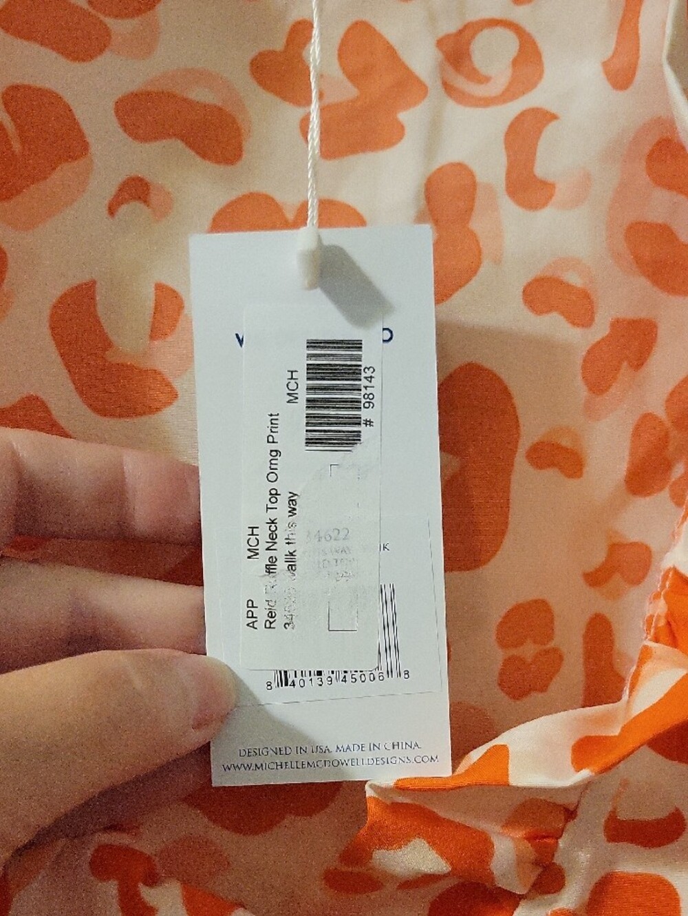 NWT Womens Orange Leopard Print Ruffle-Neck Blouse - Picture 3 of 10